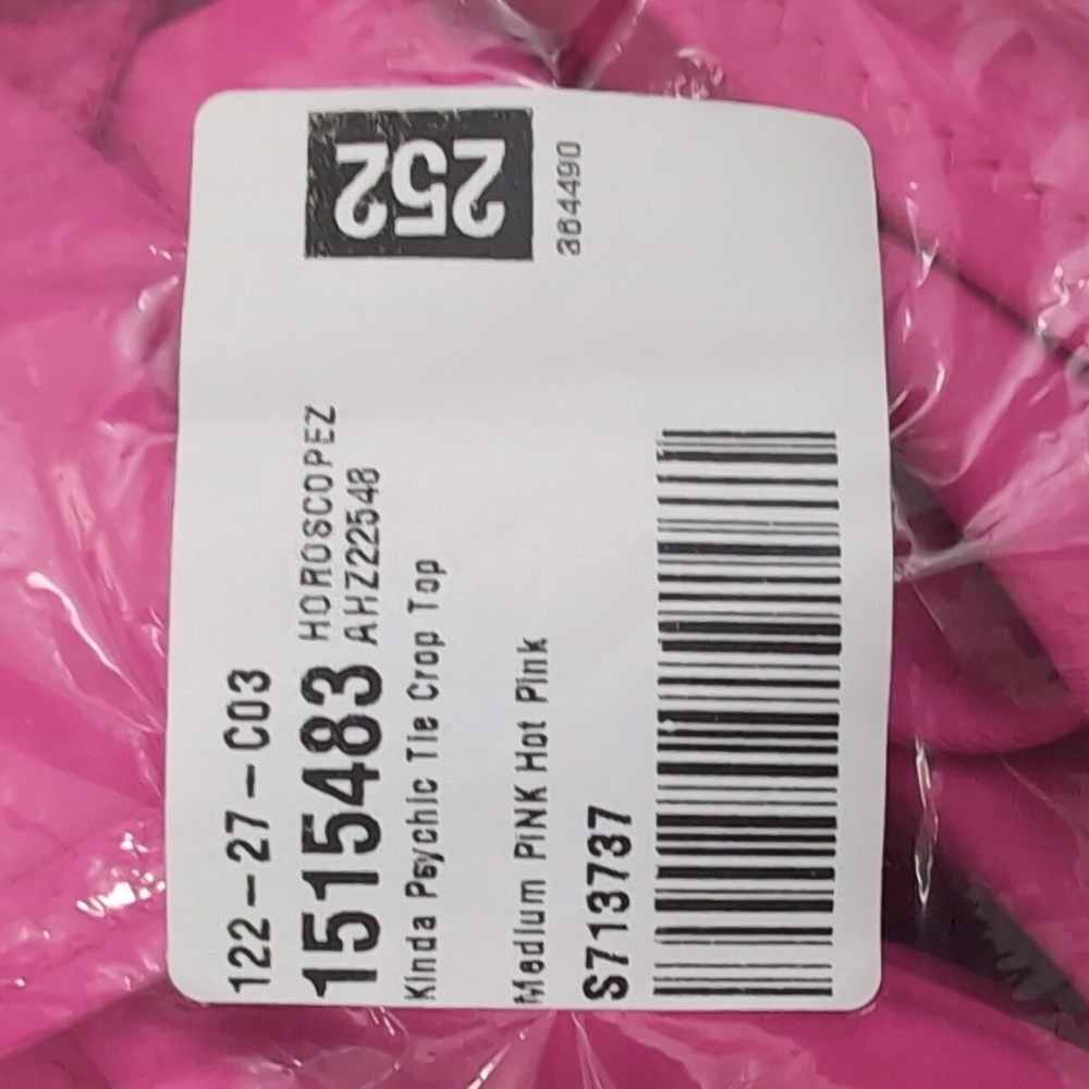 NWT DOLLS KILL Hot Pink tie crop top Asymmetrical Sz M Horoscopez - Picture 8 of 10